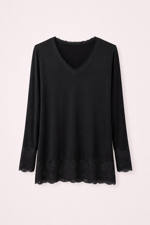 Top dentelles longues manches