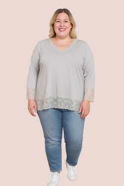 Top dentelles longues manches