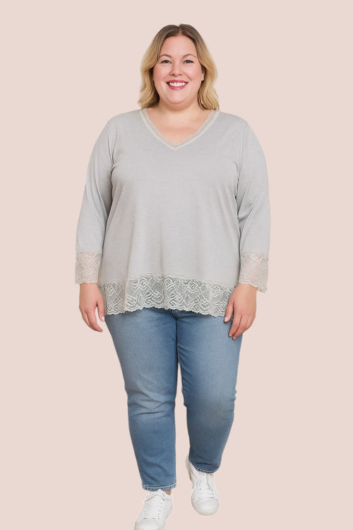 Top dentelles longues manches