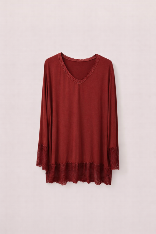 Top dentelles longues manches