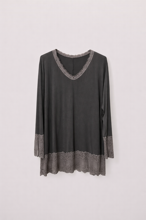 Top dentelles longues manches
