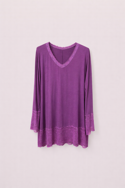 Top dentelles longues manches