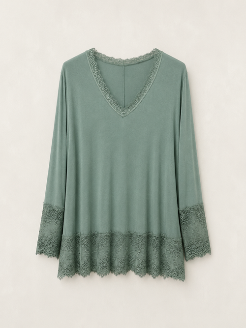 Top dentelles longues manches