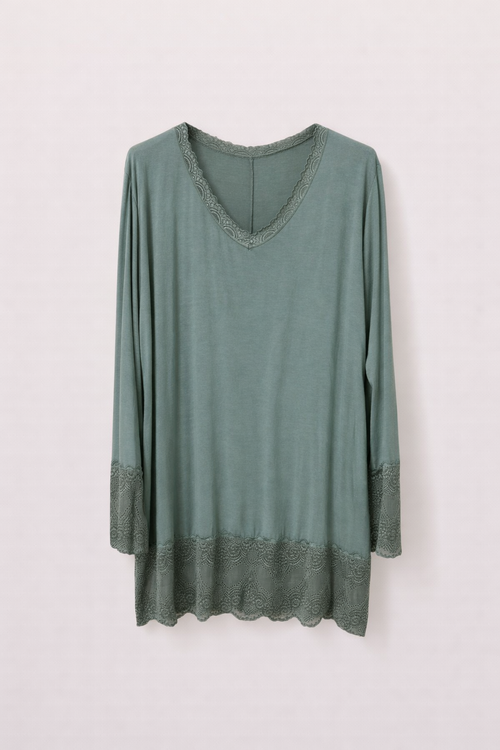 Top dentelles longues manches