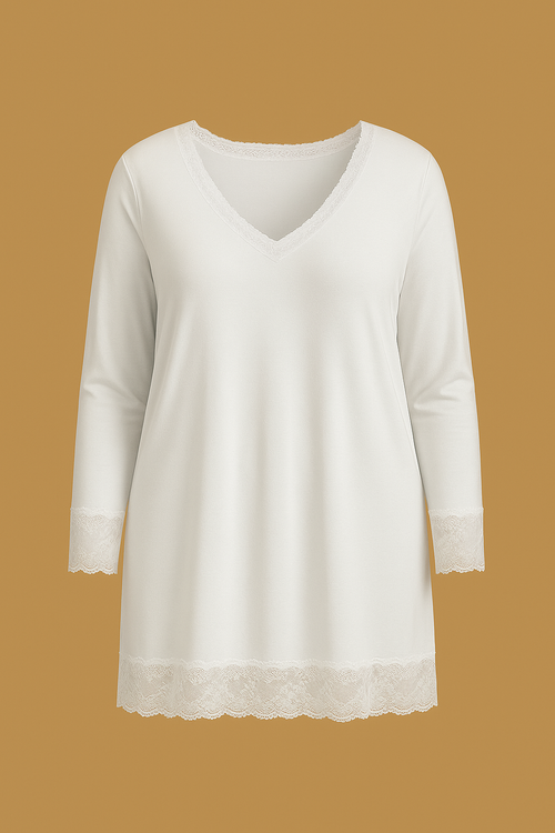 Top dentelles longues manches