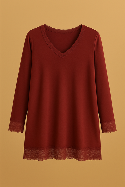 Top dentelles longues manches