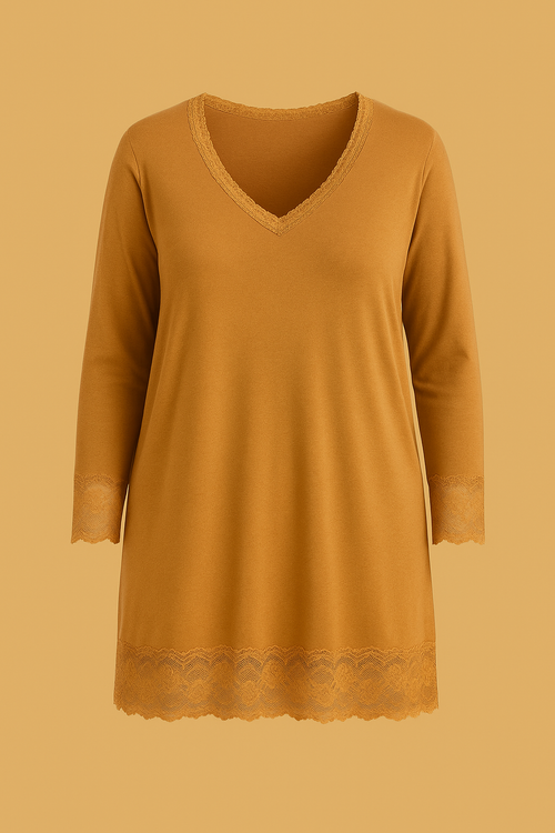 Top dentelles longues manches