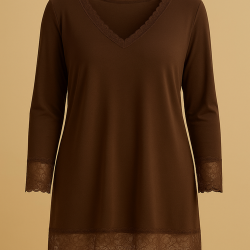 Top dentelles longues manches