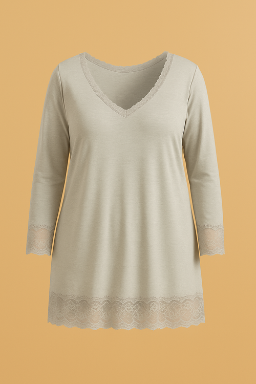 Top dentelles longues manches