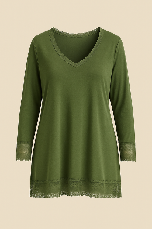 Top dentelles longues manches