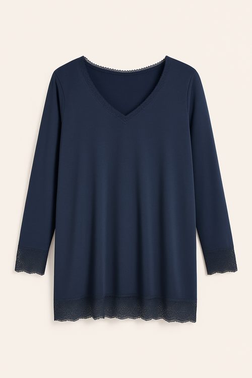 Top dentelles longues manches