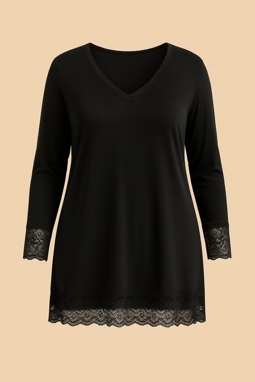 Top dentelles longues manches