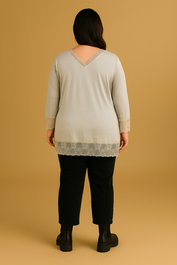 Top dentelles longues manches