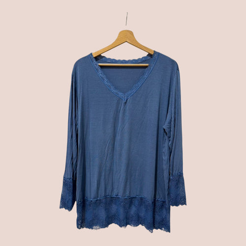 Top dentelles longues manches