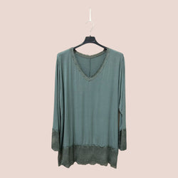 Top dentelles longues manches