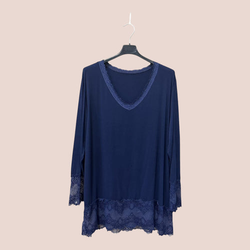 Top dentelles longues manches