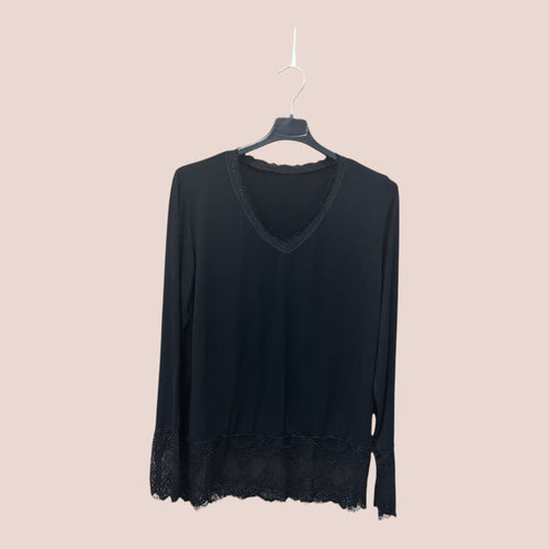 Top dentelles longues manches