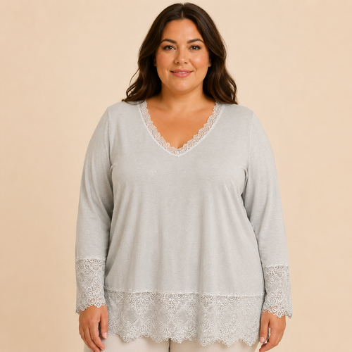 Top dentelles longues manches