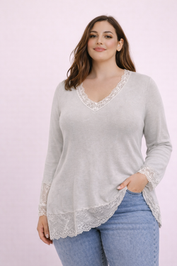 Top dentelles longues manches